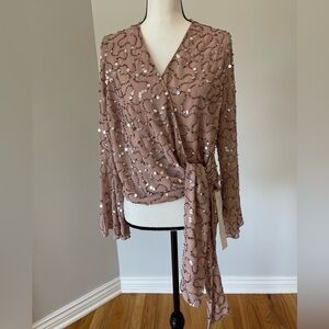 Joanna Hope sequin and beaded wrap top new with tags in a size 10